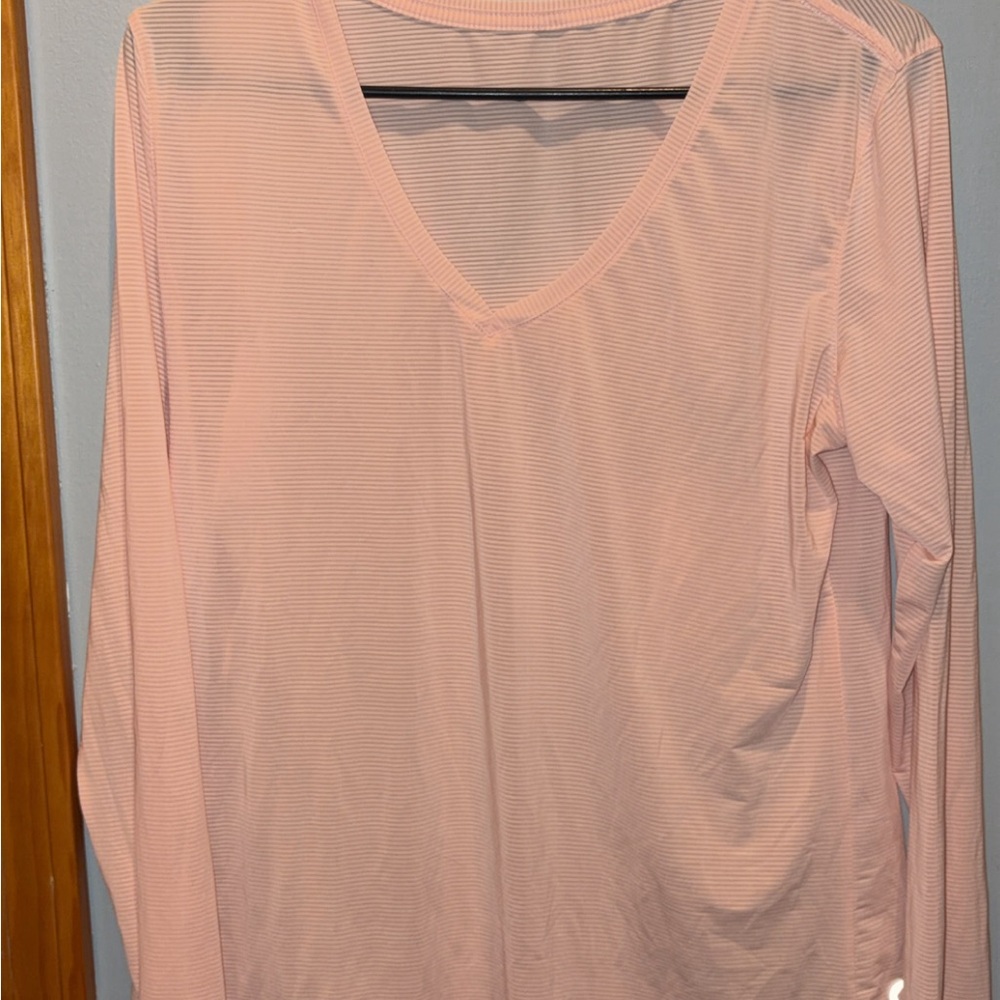 ZYIA Light Pink V-Neck Long Sleeve Top